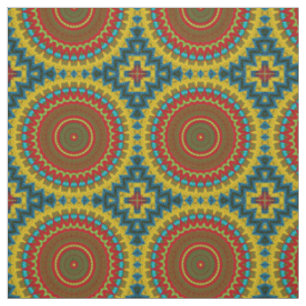 Aquamarin-gelbe, moderne Ethnic Textile Tribal Pri Stoff