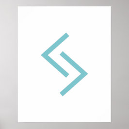 Aquamarin Geometrisches Jera (Jahr) Wikingrune Poster