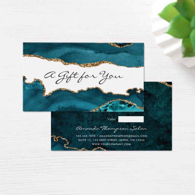 Aquamarin - Geschenkgutschein für Türkis und Gold (Schreibtisch)