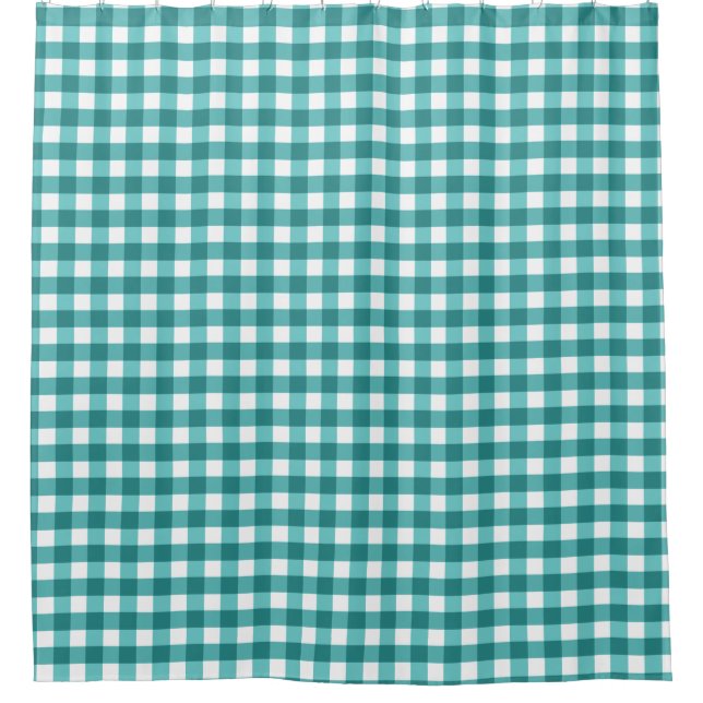 Aquamarin Gingham Duschvorhang (Vorderseite)