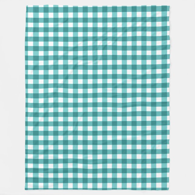 Aquamarin Gingham Fleecedecke (Vorderseite)