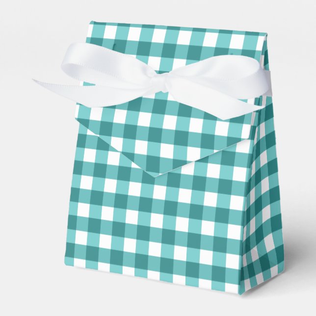 Aquamarin Gingham Geschenkschachtel (Vorderseite)