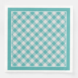 Aquamarin Gingham Karos Muster für Jeden Anlaß Serviette