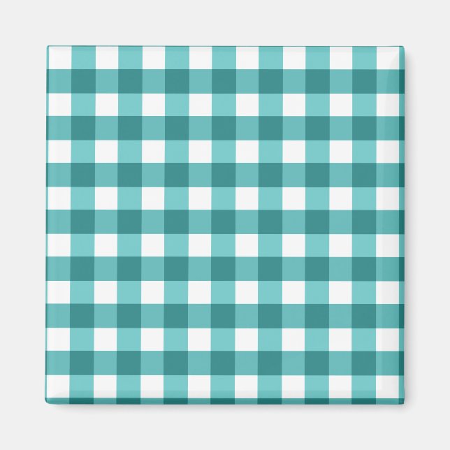 Aquamarin Gingham Magnet (Vorne)