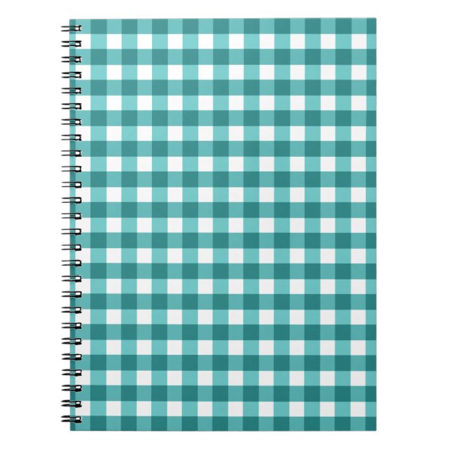 Aquamarin Gingham Notizblock (Vorderseite)