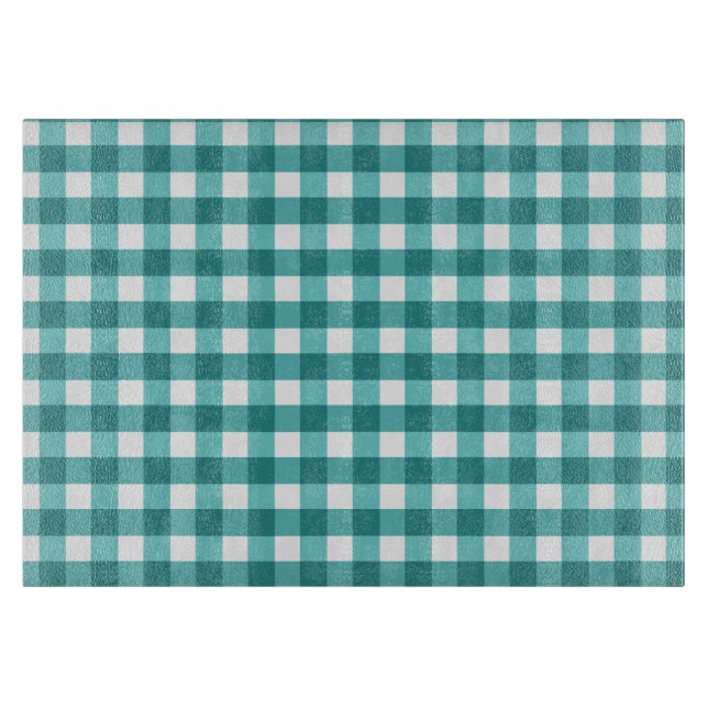 Aquamarin Gingham Schneidebrett (Vorderseite)