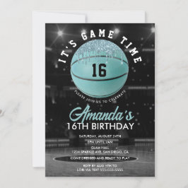 Aquamarin Girls Basketball Geburtstag Einladung