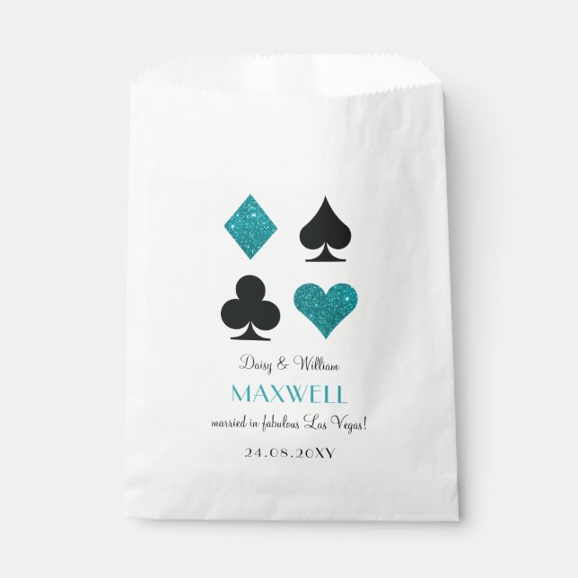 Aquamarin Glitzer Las Vegas Gastgeschenk Hochzeit  Geschenktütchen (Vorderseite)