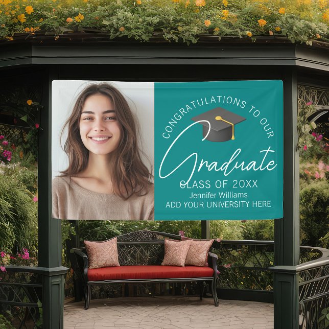 Aquamarin Glückwunsch Grand Foto Graduation Party Banner (Von Creator hochgeladen)