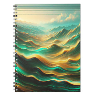 Aquamarin-Gold-Abstrakt-Mountain-Notebook Notizblock