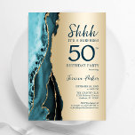 Aquamarin Gold Agate Überraschung 50. Geburtstag Einladung<br><div class="desc">Aquamarin und goldfarben überraschen 50. Geburtstagsfeier Einladung. Elegantes modernes Design mit Aquarellfarben-marmorgeode Hintergrund,  Imitats Glitzer Gold und Typografie Skript-Schriftart. Die trendige Einladungskarte eignet sich perfekt für eine stilvolle Damenfeier. Gedruckte Zazzle Einladungen oder Sofortdownload digitalen druckbaren Vorlage.</div>