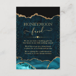 Aquamarin & Gold Agate Wedding Honeymoon Fund Begleitkarte