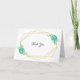 Aquamarin Gold Aquarell Floral Geometric Vielen Da Karte