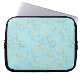 Aquamarin-Gold Art Deco Design, Muster Laptopschutzhülle