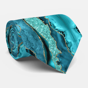 Aquamarin Gold Glitzer Funkelnd Neck Tie Krawatte
