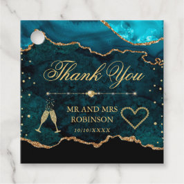 Aquamarin & Gold Glitzer Marble Agate Wedding Geschenkanhänger