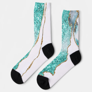 Aquamarin Gold Glitzer White Socks Socken