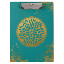 Aquamarin Gold Mandala auf Grunge Gold Aquamarin