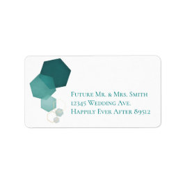 Aquamarin & Gold Modern Hexagon-Adressetikett Adressaufkleber
