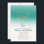 Aquamarin & Gold Modernes Glam SWEET 16 Geburtstag Einladung<br><div class="desc">Aquamarin & Gold Moderner Glam SWEET 16 Geburtstagsparty Einladungen.</div>