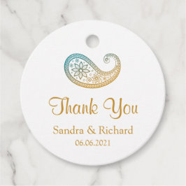 Aquamarin & Gold Paisley Indian Wedding Vielen Dan Geschenkanhänger