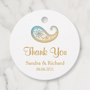 Aquamarin & Gold Paisley Indian Wedding Vielen Dan Geschenkanhänger