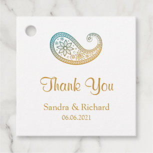 Aquamarin & Gold Paisley Indian Wedding Vielen Dan Geschenkanhänger