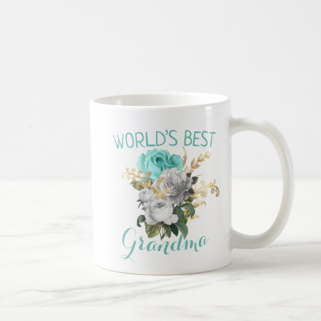 Aquamarin & Gold Personalisiert Kaffeetasse (Rechts)