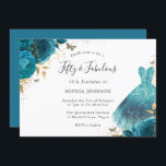 Aquamarin & Gold Sparkle Dress Rose 50. Geburtstag Einladung<br><div class="desc">Aquamarin & Gold Sparkle Dress Rose 50. Geburtstagsparty Einladung Mehr elegantes Brautparty Design in unserem Shop!</div>