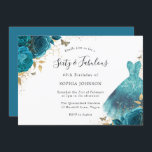 Aquamarin & Gold Sparkle Dress Rose 60. Geburtstag Einladung<br><div class="desc">Aquamarin & Gold Sparkle Dress Rose 60. Geburtstagsparty Einladung Mehr elegantes Brautparty Design in unserem Shop!</div>