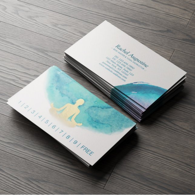 Aquamarin Gold Watercolor YOGA Instructor Loyalty  Treuekarte (Von Creator hochgeladen)
