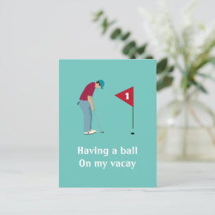 Aquamarin Golfer Putting Postkarte