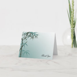 Aquamarin Gradient Natural Bamboo Wedding Vielen D Dankeskarte