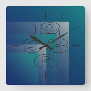 aquamarin-Grau der Marine Quadratische Wanduhr