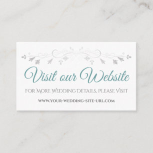 Aquamarin & grau Elegant Hochzeit Besuchen Sie uns Begleitkarte