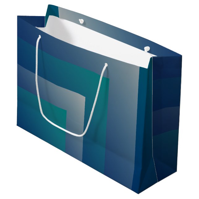 Aquamarin grau große geschenktüte (Vorderseite Schrägansicht)