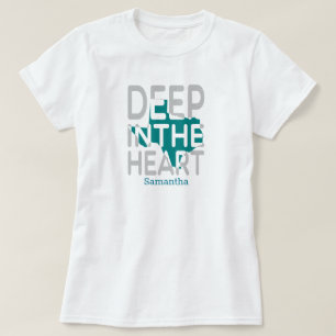Aquamarin & grau Staat Cutout Tief im Herzen T-Shirt
