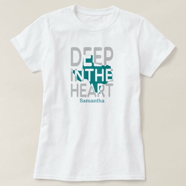 Aquamarin & grau Staat Cutout Tief im Herzen T-Shirt (Design vorne)