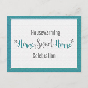 Aquamarin Grau Zuhause Sweet Zuhause Housewärming  Einladungspostkarte
