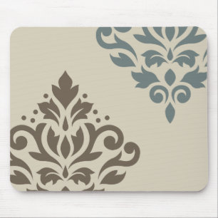 Aquamarin-Grauer Sand der Rolle-Damast-Kunst-I Mousepad