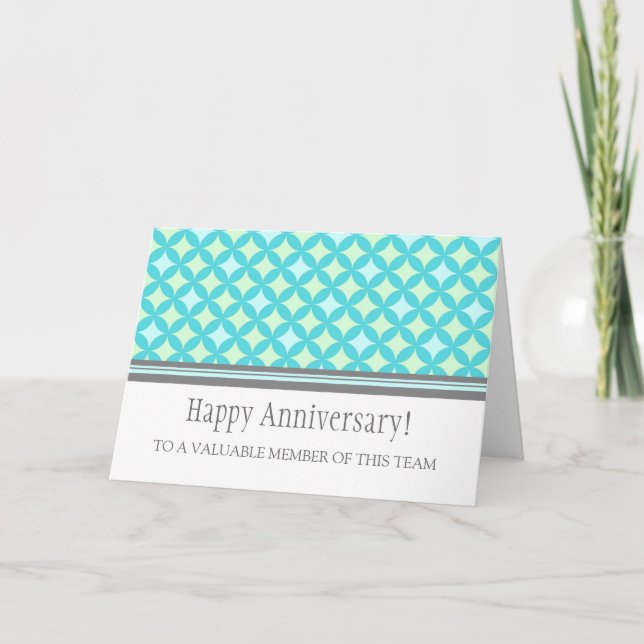 Aquamarin Gray Circles Employee Anniversary Card Karte (Vorderseite)