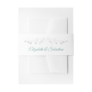 Aquamarin & Gray Silver Blüh Elegante Hochzeit Einladungsbanderole
