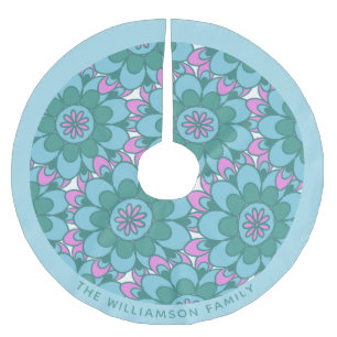 Aquamarin Green Boho Mandala Blume Art Personalisi Polyester Weihnachtsbaumdecke
