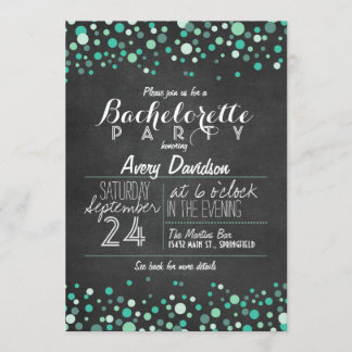 Aquamarin Green Confetti Chalkboard Junggeselinnen Einladung