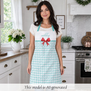Aquamarin Green Gingham Schürze