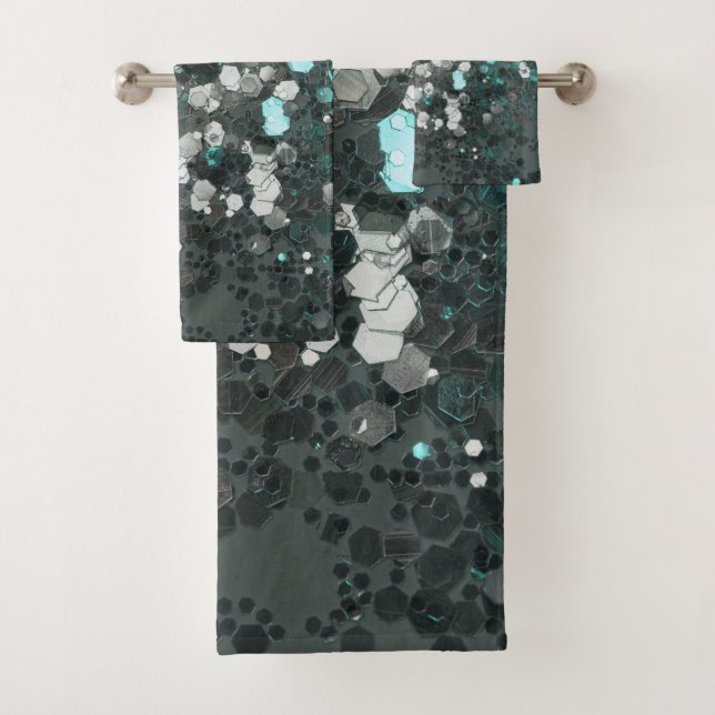 Aquamarin Green Glitzer Glam #1 (Imitate Glitzer)  Badhandtuch Set (Insitu)