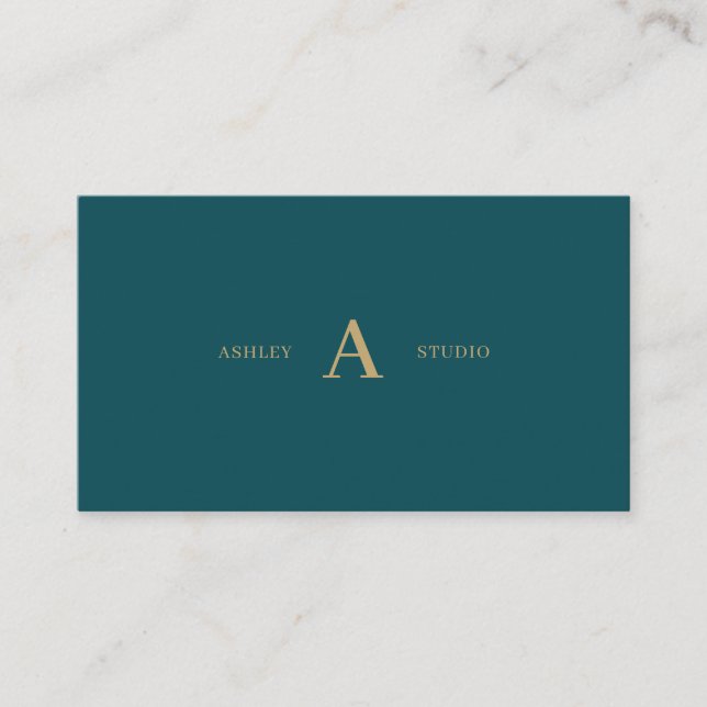 Aquamarin Green & Gold Einfache Minimal Beruflich Visitenkarte (Vorderseite)