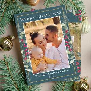 Aquamarin Green Gold Weihnachten Holly Berries 2 F