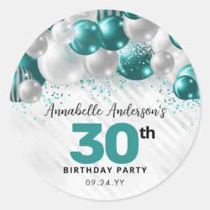 Aquamarin Green Silver Ballon Glitzer Günstige Geb Runder Aufkleber