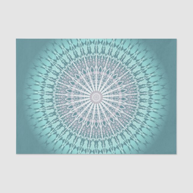 Aquamarin Green Zickzack Mandala Seidenpapier (Vorderseite)